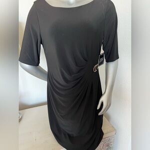 LBD size 14 little black dress by JH ruching and gold accent